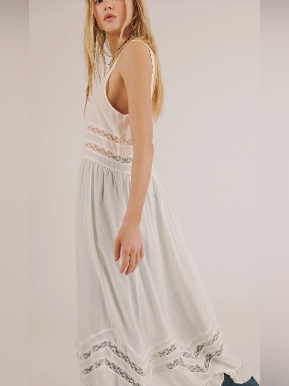 Voile and lace Midi NWOT ivory combo